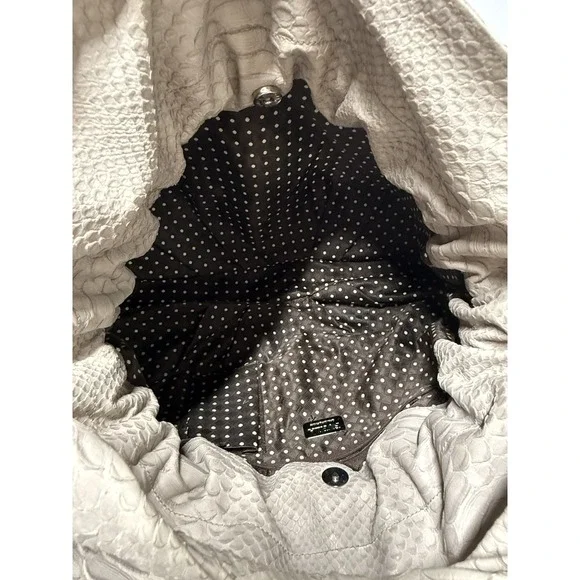 Furla Beige Python Embossed Leather Hobo Shoulder Bag Large Italy w Dust Ba - Picture 13 of 15